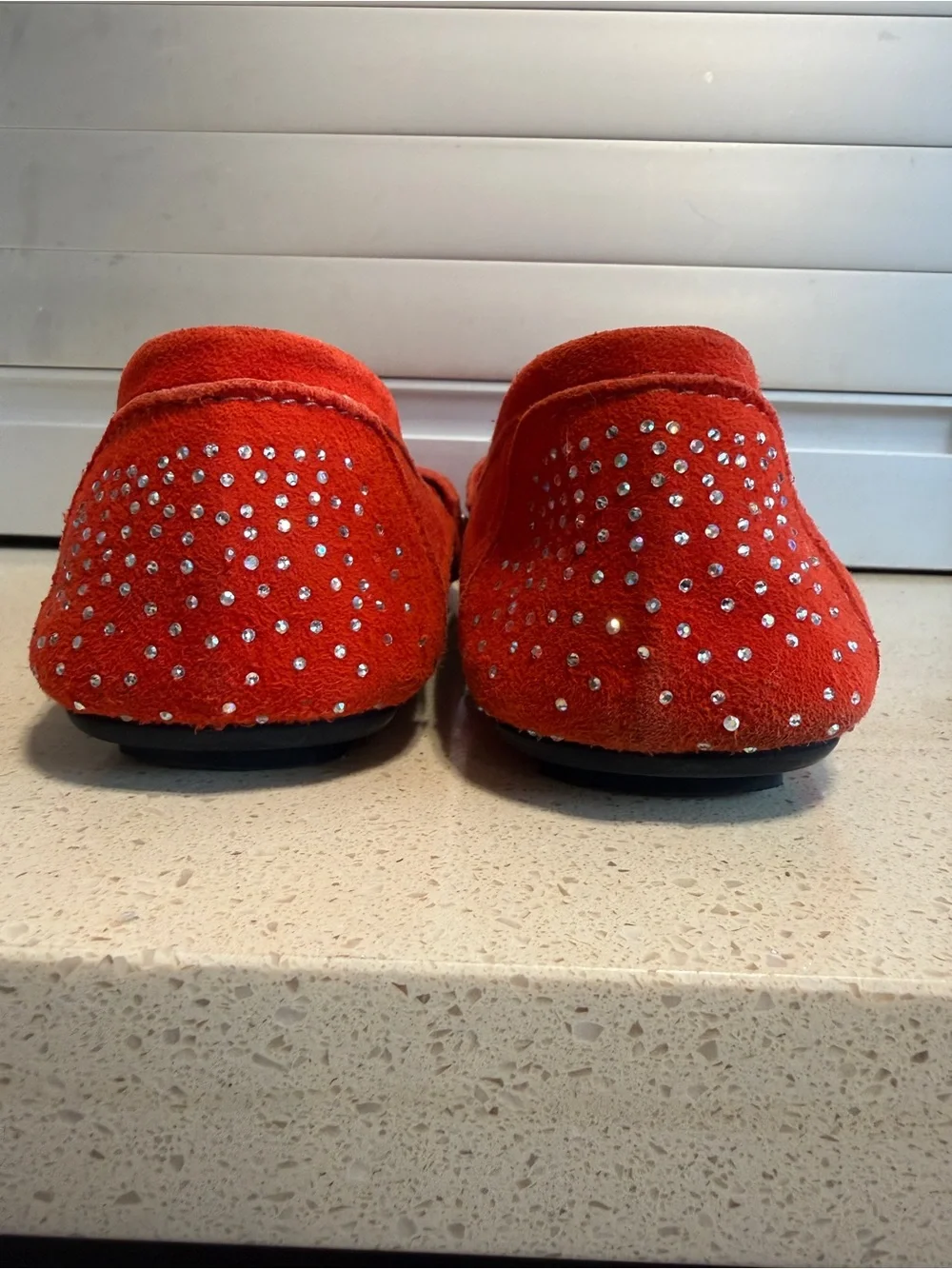Philipp Plein Orange Suede Crystal Skull Moccassin